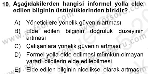 Yenilik Yönetimi Dersi 2015 - 2016 Yılı Tek Ders Sınav Soruları 10. Soru
