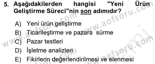 Yenilik Yönetimi Dersi 2015 - 2016 Yılı Tek Ders Sınav Soruları 5. Soru