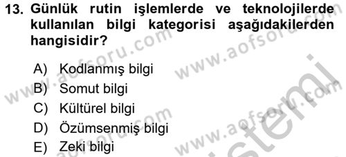 Yenilik Yönetimi Dersi 2016 - 2017 Yılı 3 Ders Sınav Soruları 13. Soru