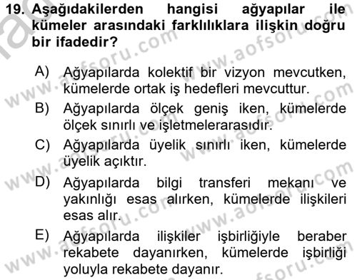 Yenilik Yönetimi Dersi 2016 - 2017 Yılı 3 Ders Sınav Soruları 19. Soru