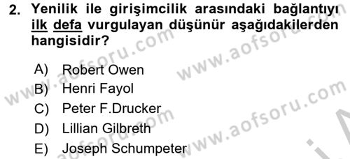 Yenilik Yönetimi Dersi 2016 - 2017 Yılı 3 Ders Sınav Soruları 2. Soru