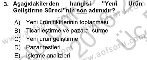 Yenilik Yönetimi Dersi 2016 - 2017 Yılı 3 Ders Sınav Soruları 3. Soru