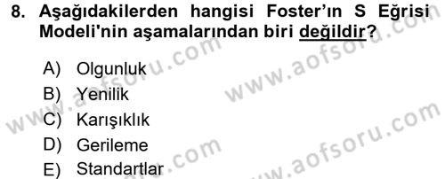 Yenilik Yönetimi Dersi 2016 - 2017 Yılı 3 Ders Sınav Soruları 8. Soru
