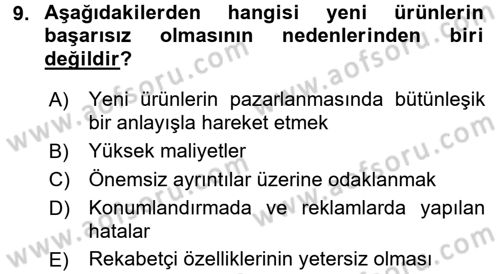 Yenilik Yönetimi Dersi 2016 - 2017 Yılı (Vize) Ara Sınav Soruları 9. Soru