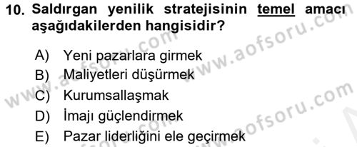 Yenilik Yönetimi Dersi 2016 - 2017 Yılı (Final) Dönem Sonu Sınav Soruları 10. Soru