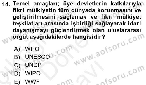 Yenilik Yönetimi Dersi 2016 - 2017 Yılı (Final) Dönem Sonu Sınav Soruları 14. Soru
