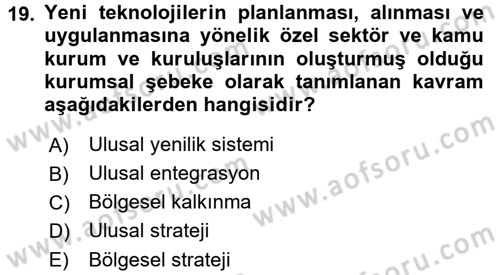 Yenilik Yönetimi Dersi 2016 - 2017 Yılı (Final) Dönem Sonu Sınav Soruları 19. Soru