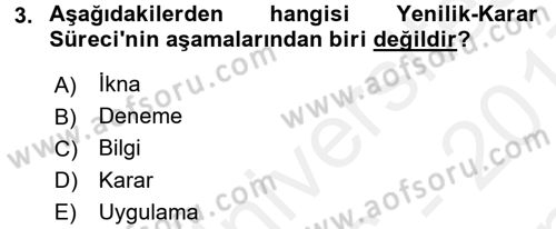 Yenilik Yönetimi Dersi 2016 - 2017 Yılı (Final) Dönem Sonu Sınav Soruları 3. Soru