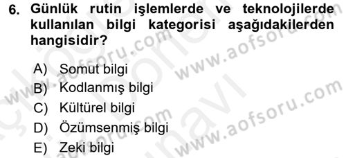 Yenilik Yönetimi Dersi 2016 - 2017 Yılı (Final) Dönem Sonu Sınav Soruları 6. Soru