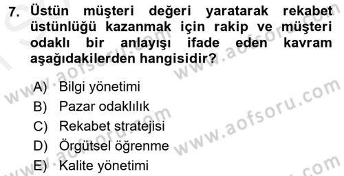 Yenilik Yönetimi Dersi 2016 - 2017 Yılı (Final) Dönem Sonu Sınav Soruları 7. Soru