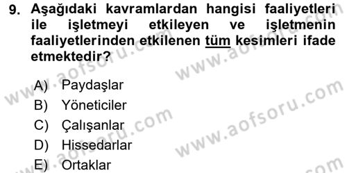 Yenilik Yönetimi Dersi 2016 - 2017 Yılı (Final) Dönem Sonu Sınav Soruları 9. Soru