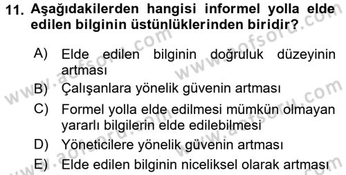Yenilik Yönetimi Dersi 2017 - 2018 Yılı 3 Ders Sınav Soruları 11. Soru