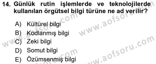 Yenilik Yönetimi Dersi 2017 - 2018 Yılı 3 Ders Sınav Soruları 14. Soru