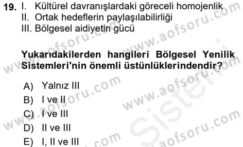 Yenilik Yönetimi Dersi 2017 - 2018 Yılı 3 Ders Sınav Soruları 19. Soru