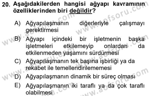 Yenilik Yönetimi Dersi 2017 - 2018 Yılı 3 Ders Sınav Soruları 20. Soru