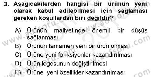Yenilik Yönetimi Dersi 2017 - 2018 Yılı 3 Ders Sınav Soruları 3. Soru