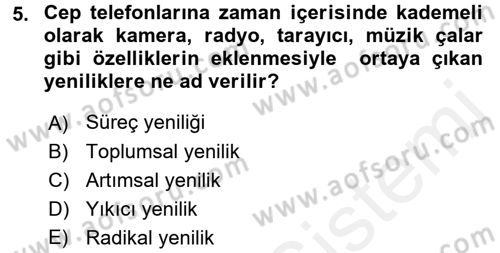 Yenilik Yönetimi Dersi 2017 - 2018 Yılı 3 Ders Sınav Soruları 5. Soru