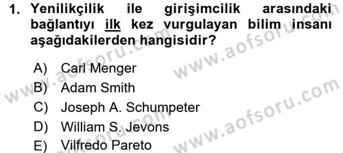 Yenilik Yönetimi Dersi Ara Sınavı Deneme Sınav Soruları 1. Soru