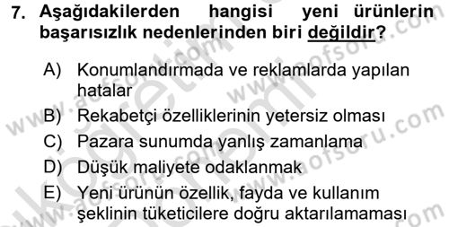 Yenilik Yönetimi Dersi 2017 - 2018 Yılı (Vize) Ara Sınav Soruları 7. Soru