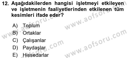 Yenilik Yönetimi Dersi 2017 - 2018 Yılı (Final) Dönem Sonu Sınav Soruları 12. Soru