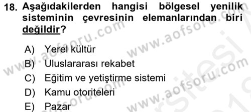 Yenilik Yönetimi Dersi 2017 - 2018 Yılı (Final) Dönem Sonu Sınav Soruları 18. Soru