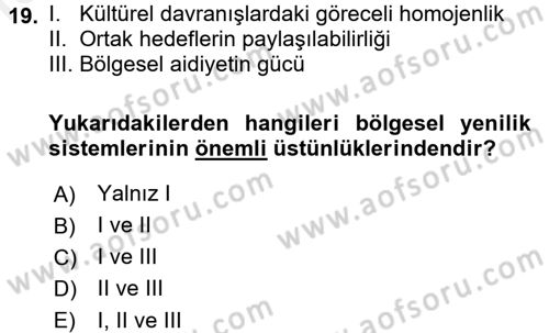 Yenilik Yönetimi Dersi 2017 - 2018 Yılı (Final) Dönem Sonu Sınav Soruları 19. Soru