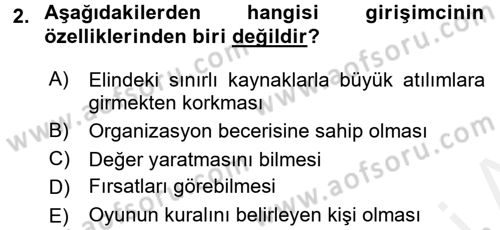 Yenilik Yönetimi Dersi 2017 - 2018 Yılı (Final) Dönem Sonu Sınav Soruları 2. Soru
