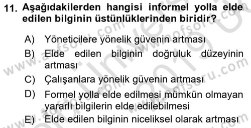 Yenilik Yönetimi Dersi 2018 - 2019 Yılı 3 Ders Sınav Soruları 11. Soru