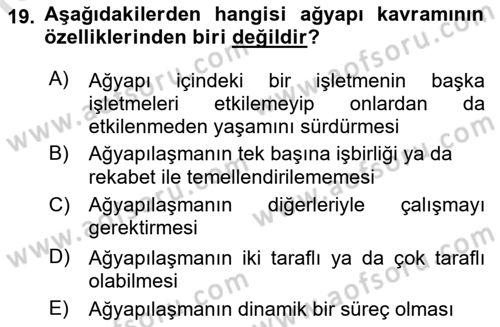 Yenilik Yönetimi Dersi 2018 - 2019 Yılı 3 Ders Sınav Soruları 19. Soru