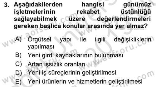 Yenilik Yönetimi Dersi 2018 - 2019 Yılı 3 Ders Sınav Soruları 3. Soru