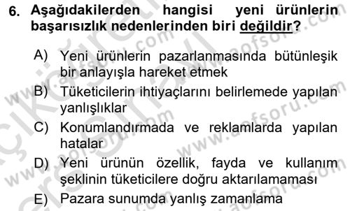Yenilik Yönetimi Dersi 2018 - 2019 Yılı 3 Ders Sınav Soruları 6. Soru