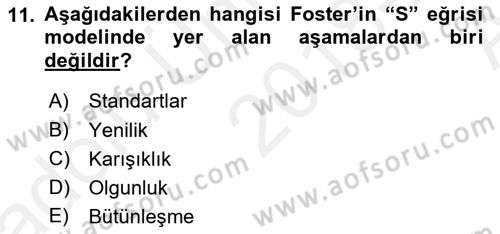 Yenilik Yönetimi Dersi Ara Sınavı Deneme Sınav Soruları 11. Soru