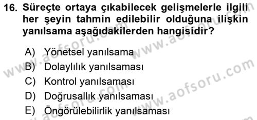 Yenilik Yönetimi Dersi Ara Sınavı Deneme Sınav Soruları 16. Soru