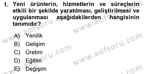 Yenilik Yönetimi Dersi 2018 - 2019 Yılı Yaz Okulu Sınav Soruları 1. Soru