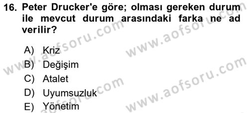 Yenilik Yönetimi Dersi 2018 - 2019 Yılı Yaz Okulu Sınav Soruları 16. Soru