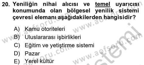 Yenilik Yönetimi Dersi 2018 - 2019 Yılı Yaz Okulu Sınav Soruları 20. Soru