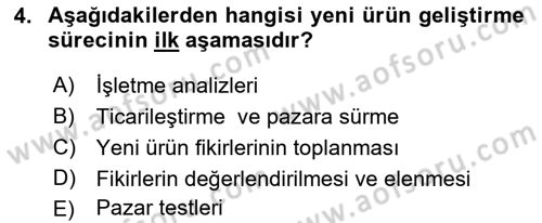Yenilik Yönetimi Dersi 2018 - 2019 Yılı Yaz Okulu Sınav Soruları 4. Soru