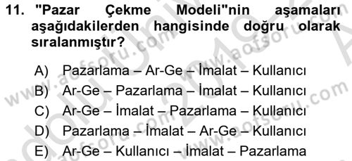 Yenilik Yönetimi Dersi Ara Sınavı Deneme Sınav Soruları 11. Soru