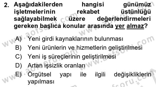 Yenilik Yönetimi Dersi 2019 - 2020 Yılı (Vize) Ara Sınav Soruları 2. Soru