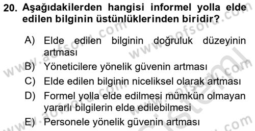 Yenilik Yönetimi Dersi Ara Sınavı Deneme Sınav Soruları 20. Soru