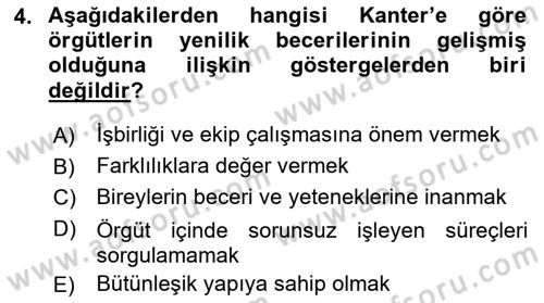 Yenilik Yönetimi Dersi Ara Sınavı Deneme Sınav Soruları 4. Soru