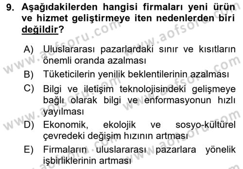 Yenilik Yönetimi Dersi 2019 - 2020 Yılı (Vize) Ara Sınav Soruları 9. Soru
