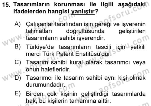 Yenilik Yönetimi Dersi 2019 - 2020 Yılı (Final) Dönem Sonu Sınav Soruları 15. Soru
