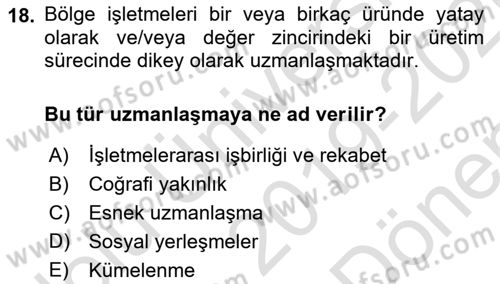 Yenilik Yönetimi Dersi 2019 - 2020 Yılı (Final) Dönem Sonu Sınav Soruları 18. Soru