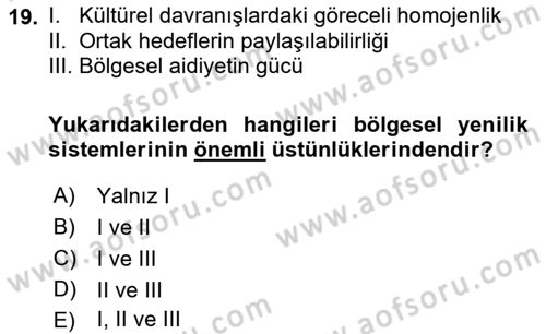 Yenilik Yönetimi Dersi 2019 - 2020 Yılı (Final) Dönem Sonu Sınav Soruları 19. Soru