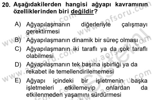 Yenilik Yönetimi Dersi 2019 - 2020 Yılı (Final) Dönem Sonu Sınav Soruları 20. Soru