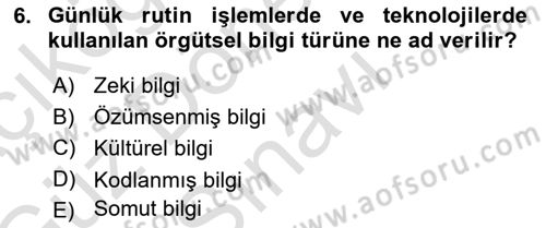 Yenilik Yönetimi Dersi 2019 - 2020 Yılı (Final) Dönem Sonu Sınav Soruları 6. Soru