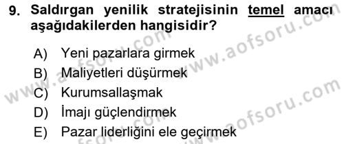 Yenilik Yönetimi Dersi 2019 - 2020 Yılı (Final) Dönem Sonu Sınav Soruları 9. Soru
