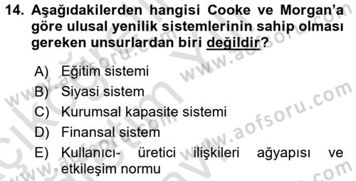 Yenilik Yönetimi Dersi 2020 - 2021 Yılı Yaz Okulu Sınav Soruları 14. Soru