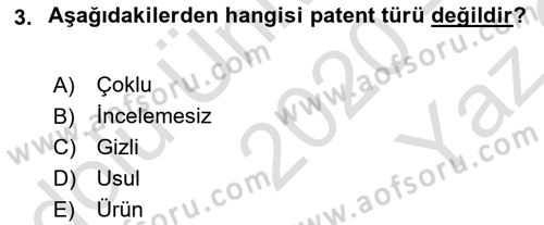 Yenilik Yönetimi Dersi 2020 - 2021 Yılı Yaz Okulu Sınav Soruları 3. Soru